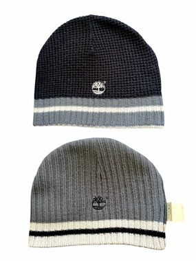 Timberland Y2K Reversible Skull Cap Knit Beanie Striped Neutral Unisex